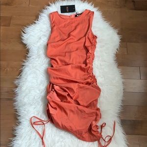 NWT MISSPAP Peach Ruched Mini Dress (US 2)